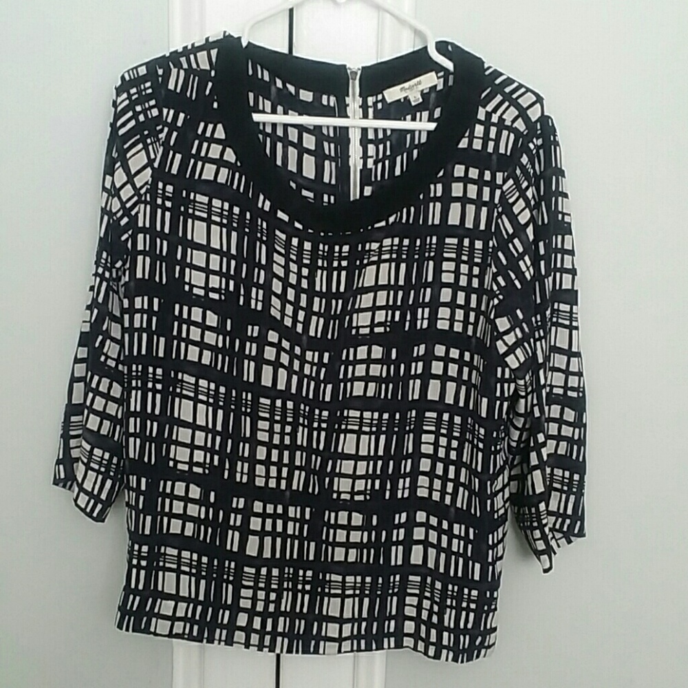 Madewell silk retrospect brushstroke plaid top